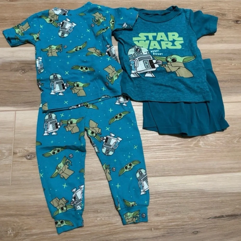 10pc Toddler Star Wars Grogu Pajama Sweatshirt & Plush Bundle Lot 18M-2T